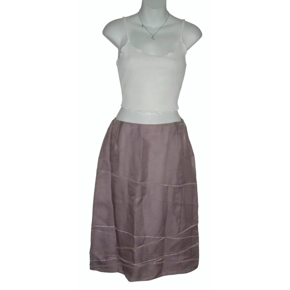 Anne Klein Skirt Vintage 90's Silk Beaded Lavender Soft Girl Coquette Fairy Y2k